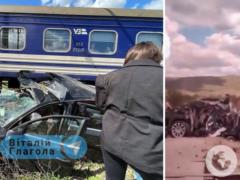 На Закарпатье поезд превратил Audi в металлолом: люди чудом уцелели.