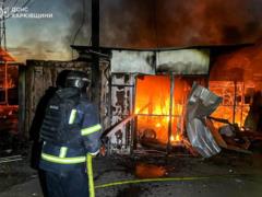 На Харьковщине загорелся рынок из-за атаки дронов