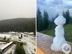 В Карпатах на День Независимости выпал снег. Фото и видео