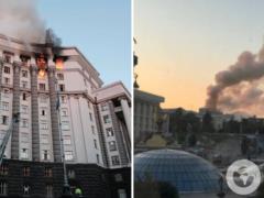 В центре Киева после атаки БПЛА горит здание Кабмина.