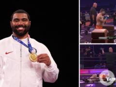 Олимпийский чемпион за 13 секунд победил брутальным нокаутом на турнире по  грязному боксу .