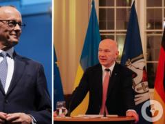  Держим кулаки за Вас : Кличко вместе с мэром Берлина Вегнером поздравили Мерца с 70 днем рождения