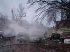 Атака на Киев: горят три многоэтажных здания
