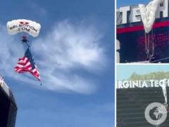 Парашютист в США на полной скорости влетел в табло стадиона.