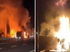 На границе Украины с Польшей вспыхнул пожар после удара по АЗС: в сети показали видео