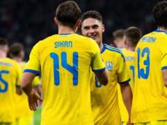 Ukraine team plays in blue uniform against Northern Ireland