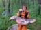 Large carp-giant caught in the Iset reservoir. Weight of fish - more than 40 kilograms